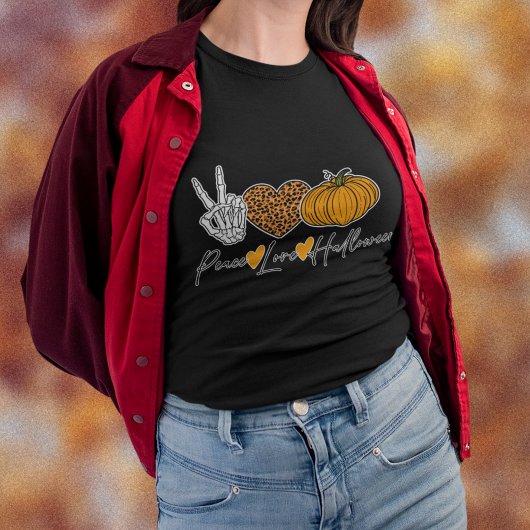 ピースラブハロウィーンブラック Tシャツ