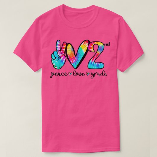 ピースラブハート2年生絞り染め戻る Tシャツ (デザイン正面)