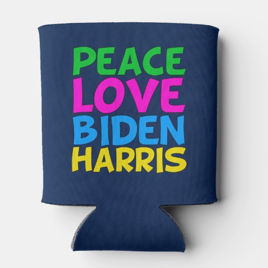 ピースラブバイデン氏ハリスかわいい2024選挙 缶クーラー (裏面)