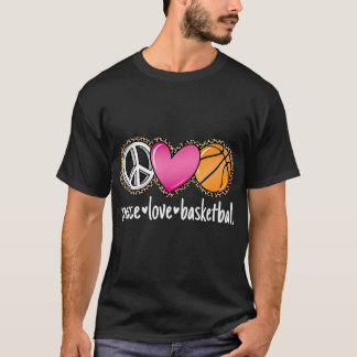 ピースラブバスケットボールヒョウ印刷ガールズウィメンズバ Tシャツ