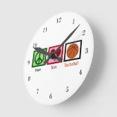 ピースラブバスケットボール ラウンド壁時計 (傾斜)