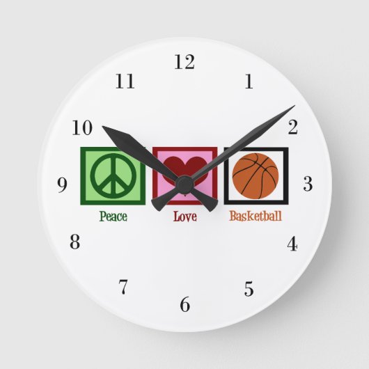 ピースラブバスケットボール ラウンド壁時計 (正面)