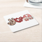 ピースラブバレンタイン |バレンタインデー スクエアペーパーコースター (アングル)