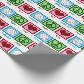 ピースラブバレーボール選手のクリスマス ラッピングペーパー (角)