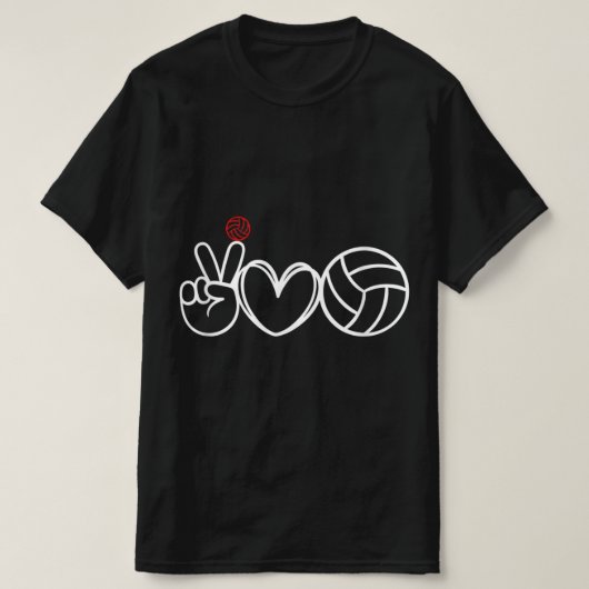 ピースラブバレーボール選手グラフィック Tシャツ (デザイン正面)