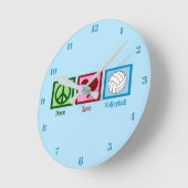 ピースラブバレーボール ラウンド壁時計 (傾斜)