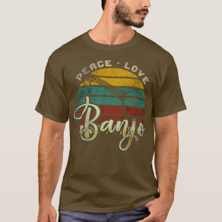ピースラブバンジョギタープレーヤーカントリーBluegrass P Tシャツ