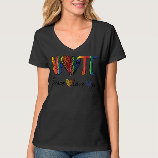 ピースラブパイ幸せパイ日数学先生男性女性 Tシャツ (正面)