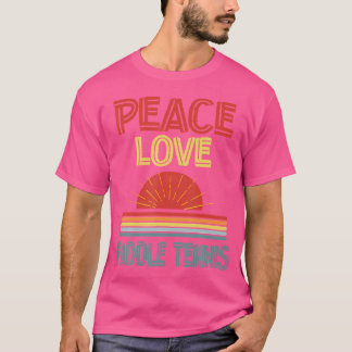 ピースラブパドルテニスおもしろい Tシャツ