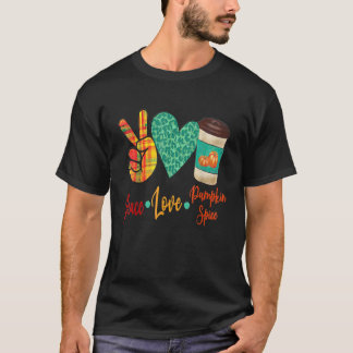 ピースラブパンプキンスパイスコーヒー秋はこちら Tシャツ