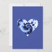 ピースラブパーティーしぼりブルー絞り染め誕生日 招待状 (裏面)