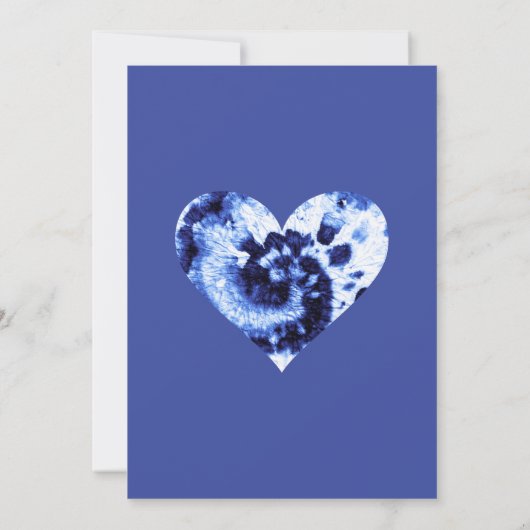 ピースラブパーティーしぼりブルー絞り染め誕生日 招待状 (裏面)