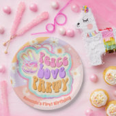 ピースラブパーティークラシックラウンドステッカー ペーパープレート (パーティー)