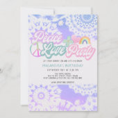 ピースラブパーティーグルーヴィパステル絞り染め誕生日 招待状 (正面)