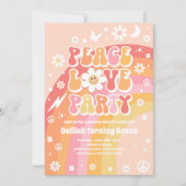 ピースラブパーティーヒッパイレインボー70sバースデーパーティー 招待状 (正面)