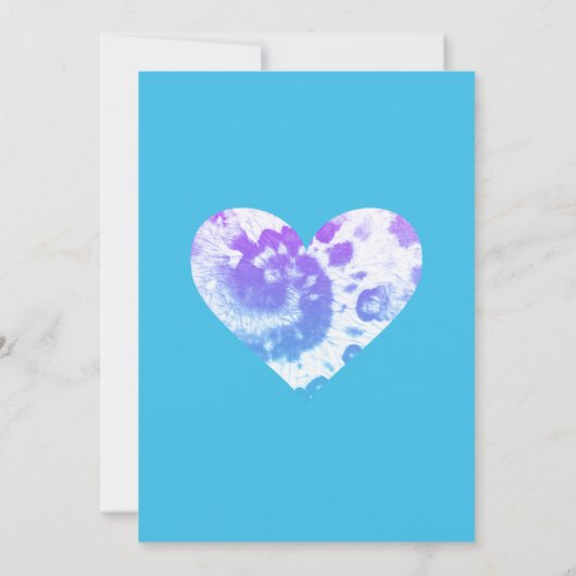 ピースラブパーティーピンクターコイズ絞り染め誕生日 招待状 (裏面)