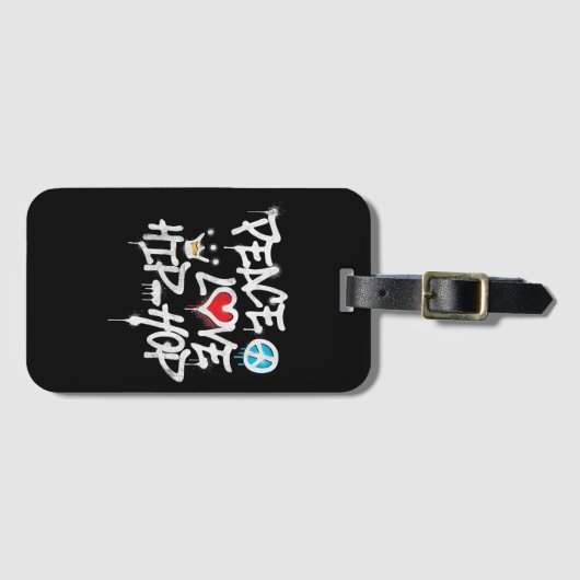 ピースラブヒップホップ踊り ラゲッジタグ (正面横)