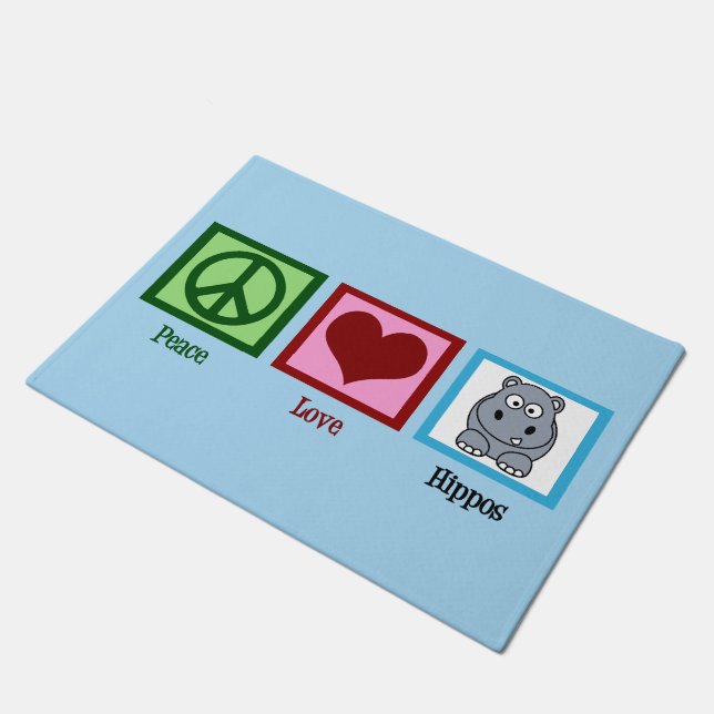 ピースラブヒッポス ドアマット (アングル)