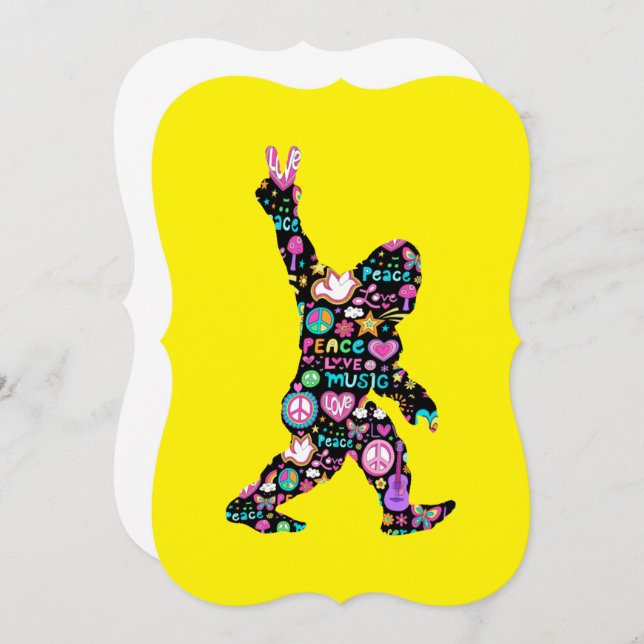 ピースラブビッグフートヒッピーおもしろいビッグフート恋人 (正面/裏面)