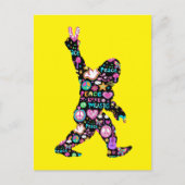 ピースラブビッグフートヒッピーおもしろいビッグフート恋人 インビテーションポストカード (正面)