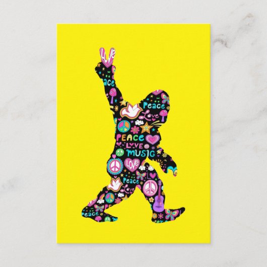 ピースラブビッグフートヒッピーおもしろいビッグフート恋人 エンクロージャーカード (正面)