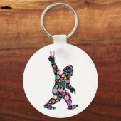 ピースラブビッグフートヒッピーおもしろいビッグフート恋人 キーホルダー (正面)