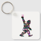 ピースラブビッグフートヒッピーおもしろいビッグフート恋人 キーホルダー (正面)