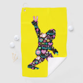 ピースラブビッグフートヒッピーおもしろいビッグフート恋人 ゴルフタオル (インサイチュ)