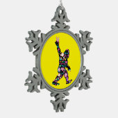 ピースラブビッグフートヒッピーおもしろいビッグフート恋人 スノーフレークピューターオーナメント (左)