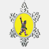 ピースラブビッグフートヒッピーおもしろいビッグフート恋人 スノーフレークピューターオーナメント (右)