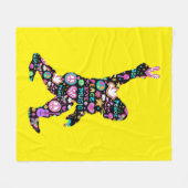 ピースラブビッグフートヒッピーおもしろいビッグフート恋人 フリースブランケット (正面(横))