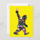 ピースラブビッグフートヒッピーおもしろいビッグフート恋人 ポストカード (正面/裏面)