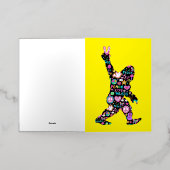 ピースラブビッグフートヒッピーおもしろいビッグフート恋人 箔グリーティングカード (外側レイダウン)