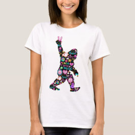 ピースラブビッグフートヒッピーおもしろいビッグフート恋人 Tシャツ