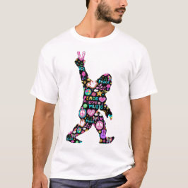ピースラブビッグフートヒッピーおもしろいビッグフート恋人 Tシャツ