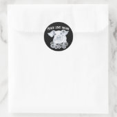 ピースラブビーガンピグステッカー ラウンドシール (バッグ)