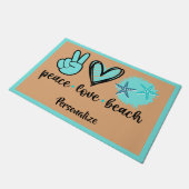 ピースラブビーチ引用文ピースサインハートシーシェル ドアマット (アングル)
