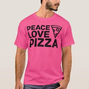 ピースラブピザデザインピザ恋人 Tシャツ