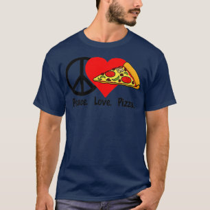 ピースラブピザフ食べット食品パーティースライスPi Tシャツ