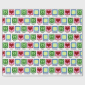 ピースラブピックボールかわいいクリスマス ラッピングペーパー (フラット)