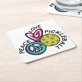 ピースラブピックボール スクエアペーパーコースター (アングル)