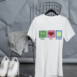 ピースラブピックボール Tシャツ<br><div class="desc">Peace Love Pickleballのtシャツまたはピクレボールのプレーヤーは、かわいい平和のサイン、ハート、そしてスポーツのための黄色のボールを特徴とする。</div>