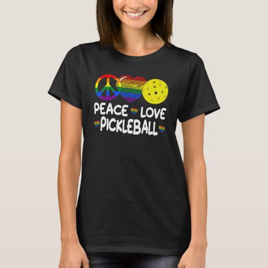 ピースラブピックボールPaddleball恋人I Love Pick Tシャツ (正面)