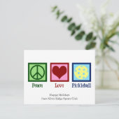 ピースラブピックルボールキュートカスタムホリデー ポストカード (スタンド正面)