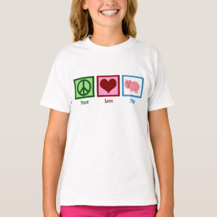 ピースラブピッグズカワイトファームガール Tシャツ