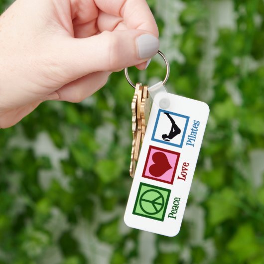 ピースラブピラティスインストラクターかわいいパーソナライズされた キーホルダー (手)