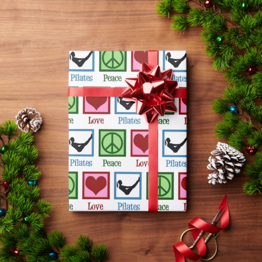 ピースラブピラティス先生かわいいクリスマス ラッピングペーパー (クリスマスギフト)