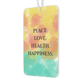 ピースラブピンクイエローターコイズ水彩 カーエアーフレッシュナー (左)