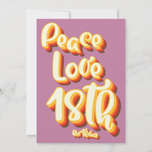 ピースラブピンクレトログルービーサンセット18誕生日 招待状 (正面)