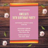 ピースラブピンクレトログルービーサンセット18誕生日 招待状